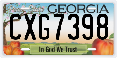 GA license plate CXG7398