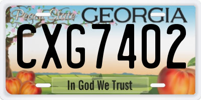GA license plate CXG7402