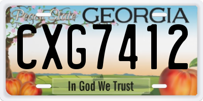 GA license plate CXG7412