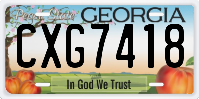 GA license plate CXG7418