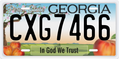 GA license plate CXG7466