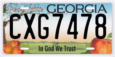 GA license plate CXG7478