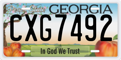 GA license plate CXG7492