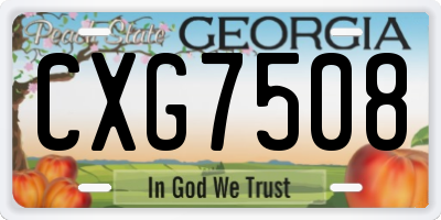 GA license plate CXG7508