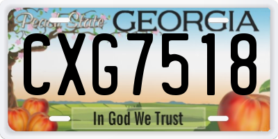 GA license plate CXG7518