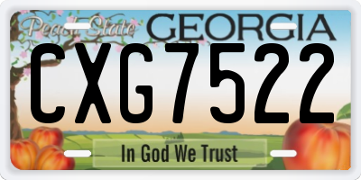 GA license plate CXG7522