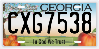 GA license plate CXG7538
