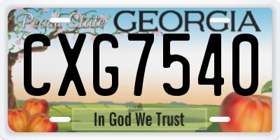 GA license plate CXG7540