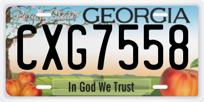 GA license plate CXG7558
