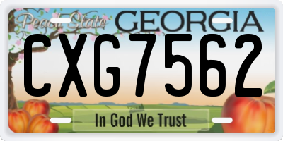 GA license plate CXG7562
