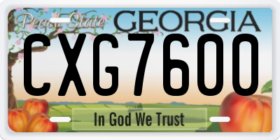 GA license plate CXG7600