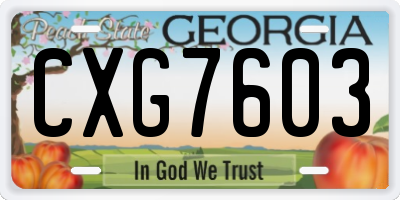 GA license plate CXG7603