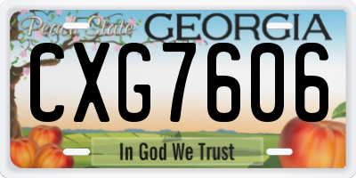 GA license plate CXG7606
