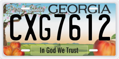 GA license plate CXG7612