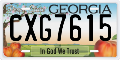 GA license plate CXG7615