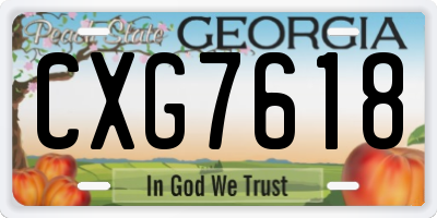 GA license plate CXG7618