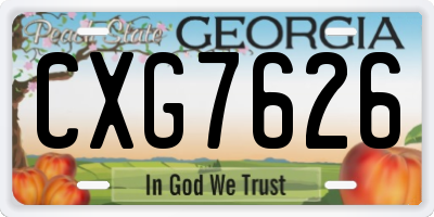 GA license plate CXG7626