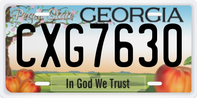 GA license plate CXG7630