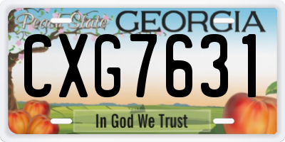 GA license plate CXG7631