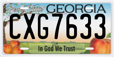GA license plate CXG7633