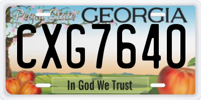 GA license plate CXG7640