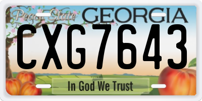 GA license plate CXG7643
