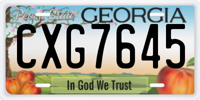 GA license plate CXG7645