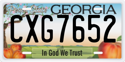 GA license plate CXG7652