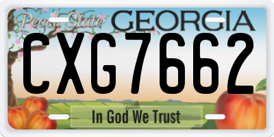 GA license plate CXG7662
