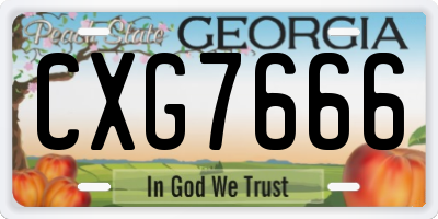 GA license plate CXG7666
