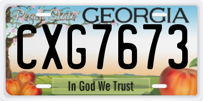 GA license plate CXG7673