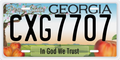 GA license plate CXG7707