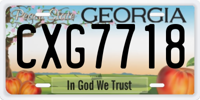GA license plate CXG7718
