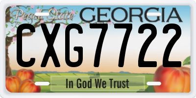 GA license plate CXG7722