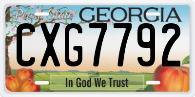 GA license plate CXG7792