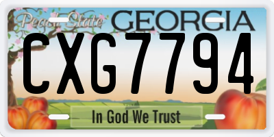 GA license plate CXG7794