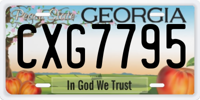 GA license plate CXG7795