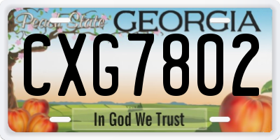 GA license plate CXG7802