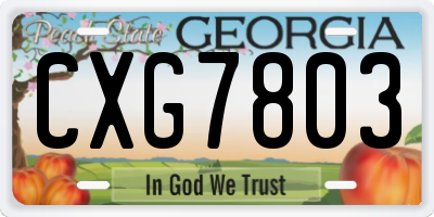 GA license plate CXG7803
