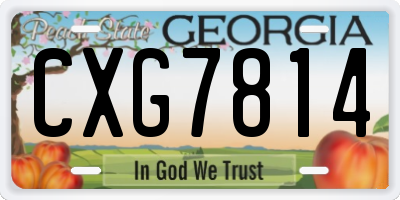 GA license plate CXG7814