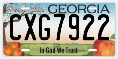 GA license plate CXG7922
