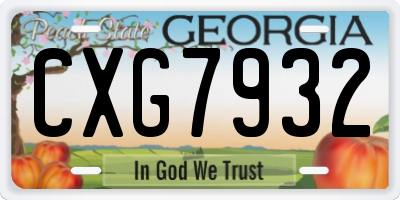 GA license plate CXG7932