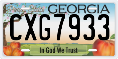 GA license plate CXG7933