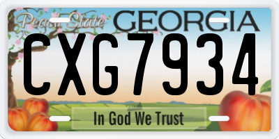 GA license plate CXG7934