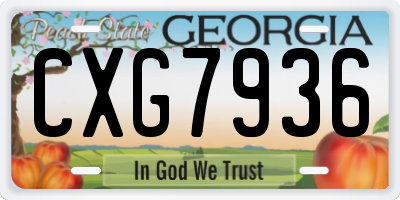GA license plate CXG7936