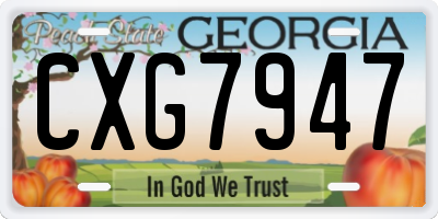 GA license plate CXG7947