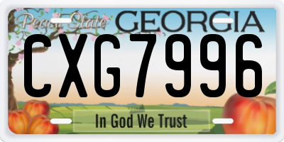 GA license plate CXG7996