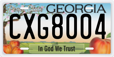 GA license plate CXG8004