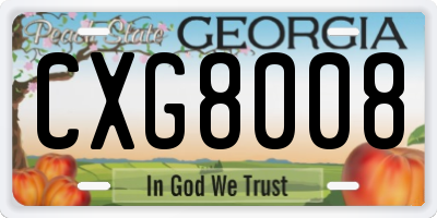 GA license plate CXG8008