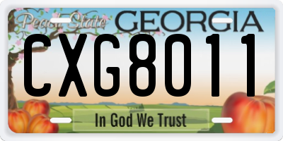 GA license plate CXG8011